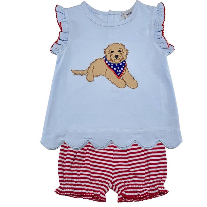 Golden Doodle Girl's Bloomer's Set for wholesale by Ishtex Textile Products, Inc.