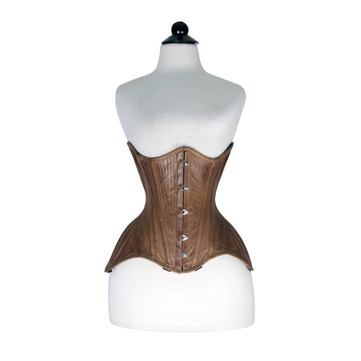 Women Brown Leather Underbust Corset - Shapewear Top for wholesale by Miss Leather