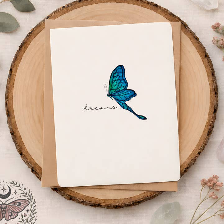 Dreams Butterfly Greeting Card | Symbol of Hope & Possibility | Nature-Inspired Intentional Card | 5x7 Art Card for wholesale by Doroh's Kindred Soul and Sage
