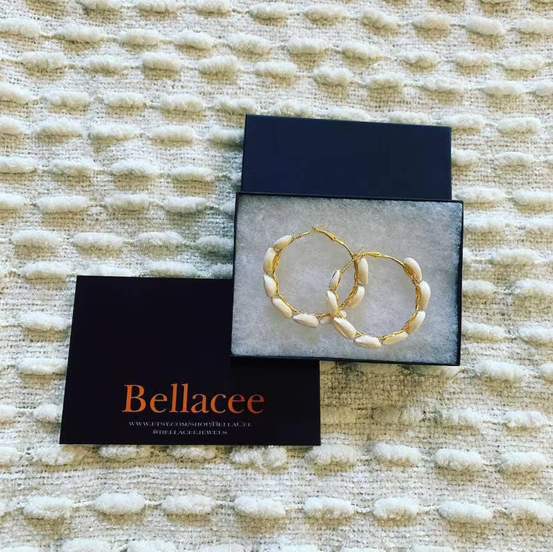 Bellacee Jewelry – wholesale Hoop earrings – Cowrie Shell Hoops- Tropical hoops- Vacation Hoops3