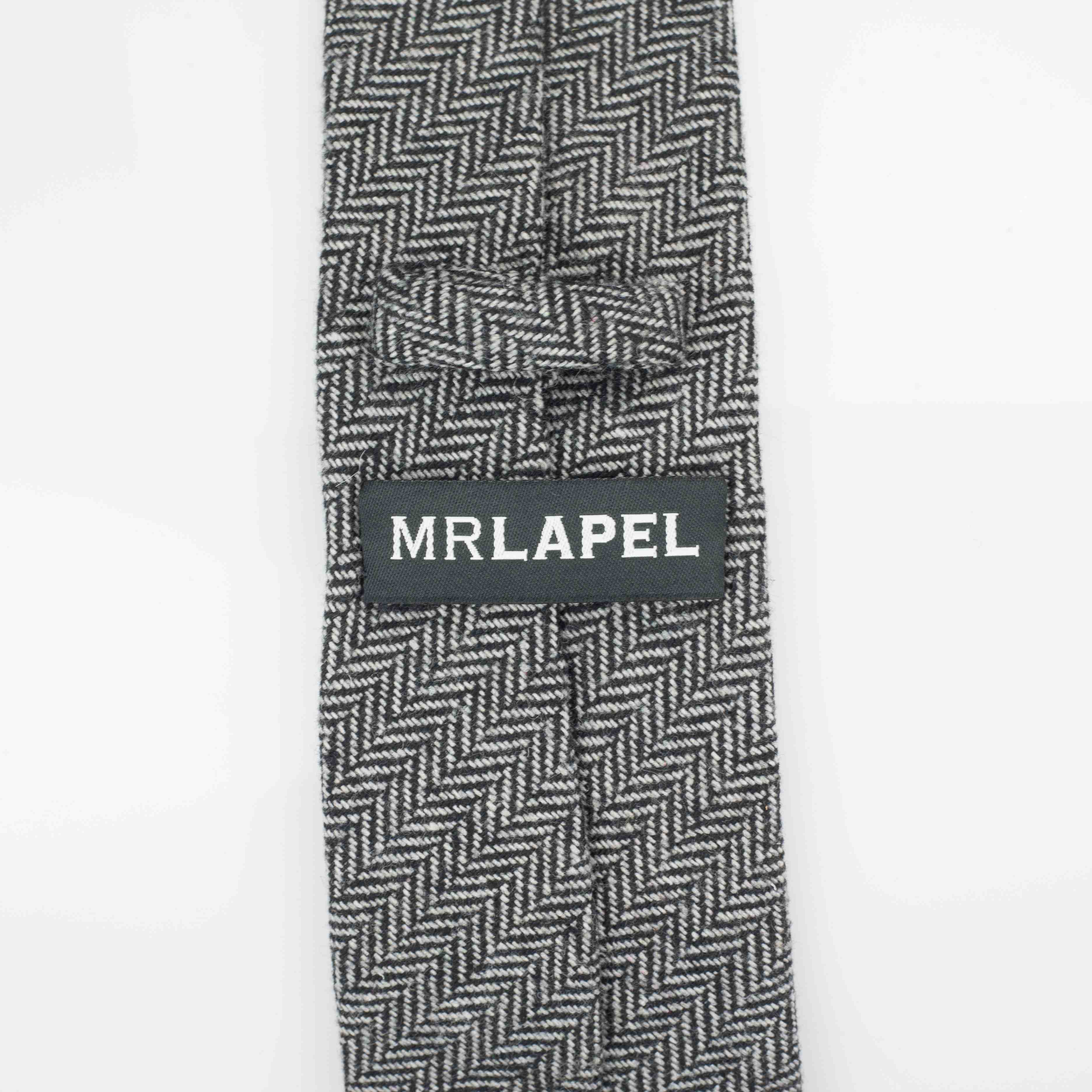 Mrlapel – Großhandel Krawatte – Herren – Graue Wollkrawatte mit Fischgrä2