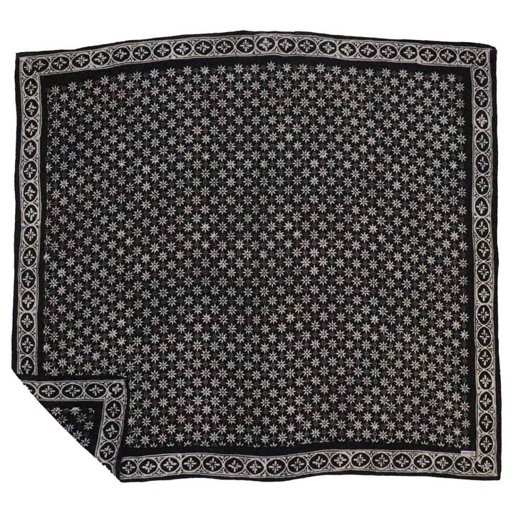 Kasih Co-op - Wholesale Bandana - Women's - Large 39" Hand Dyed Batik Bandana, 100% Soft Cotton, Black Mirage5
