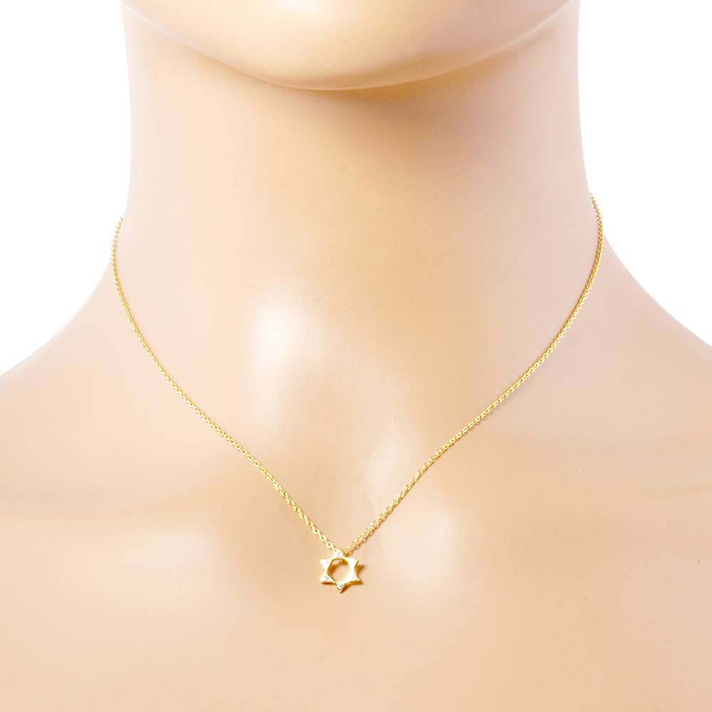 Sensibling Corp. - Wholesale Pendant/Charm Necklace - Gold Dipped Stone Pointed Star Of David Pendant Necklace1