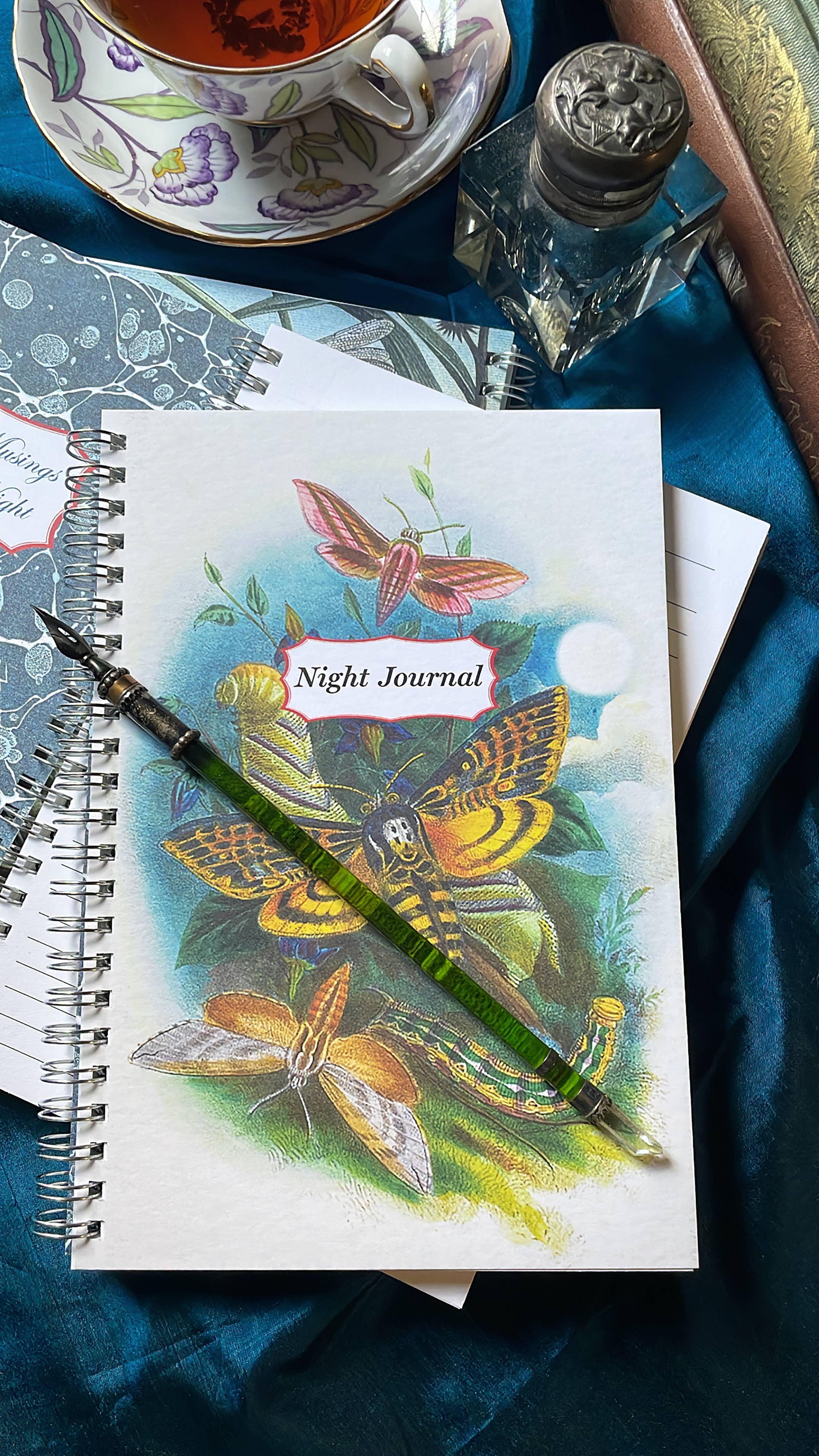Ivory Tower Studios - Wholesale Journal/Diary - Night Journal Spiral Bound Lined Paper—Moths in Moonlight7