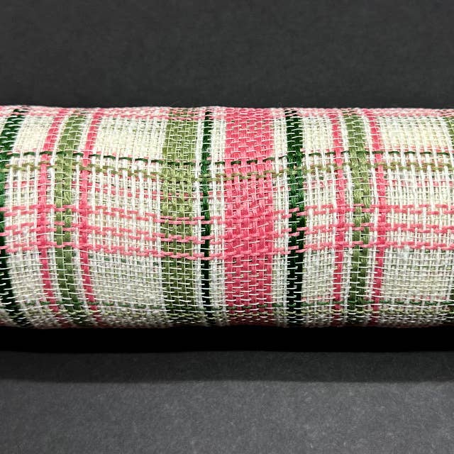 Tissu à carreaux en maille rose-vert-blanc, 10"X10Y XB240110-34 pour la vente par Trendy tree