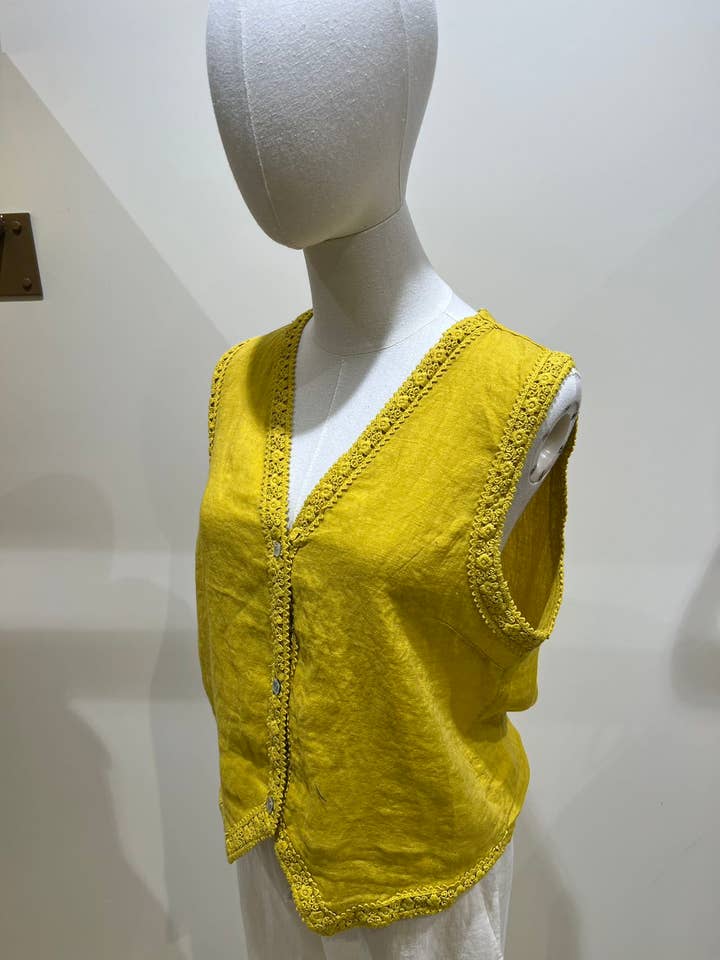 Joyna - Wholesale Outerwear Vest - Women's - J07686-2 VEST WITH LINEN EMBROIDERY