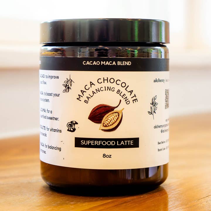Latte au chocolat et au maca pour la vente par Alchemy Organics