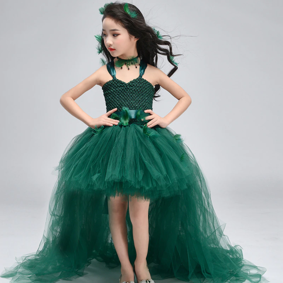 KiddieKickz - Wholesale Costume - Kids - Trailing Green Fairy Halloween Costume Tutu Dress Set1