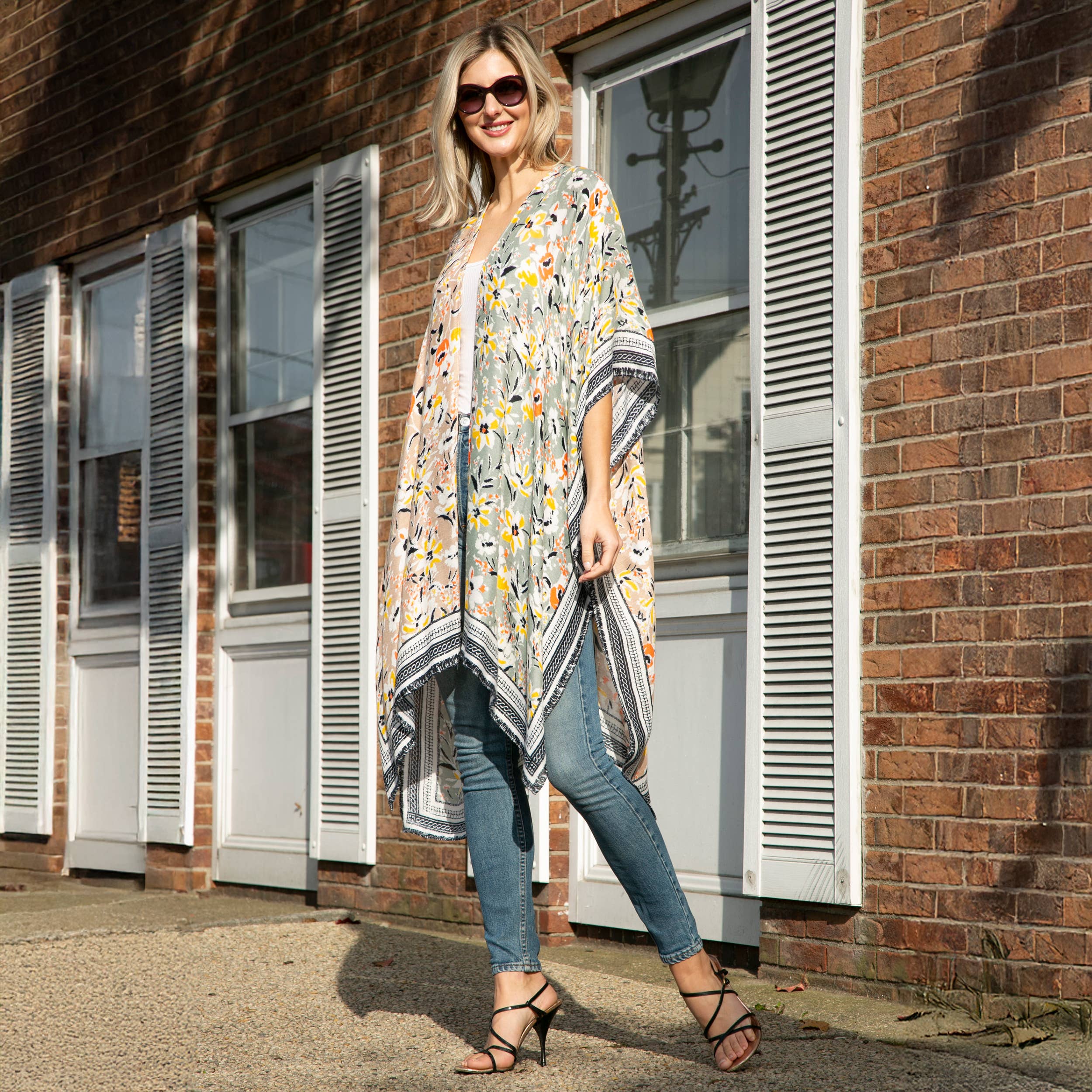 Hana - Vente Kimono – femme - Kimono d'été à imprimé floral multicolore10