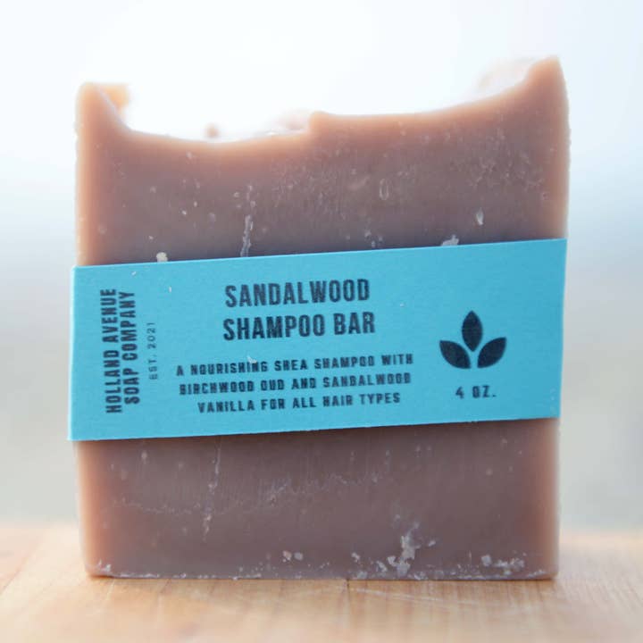 Sandeltræ håndlavet shampoo bar for engroshandel hos Holland Avenue Soap Company