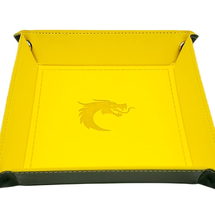 Old School Dice: Square Rolling Tray - Yellow w/ Black for wholesale by Old School Dice