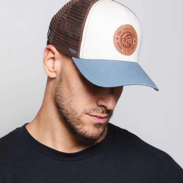 Indicom Brands - Wholesale Trucker Hat - Unisex - Born to be Free Beige / Blue6