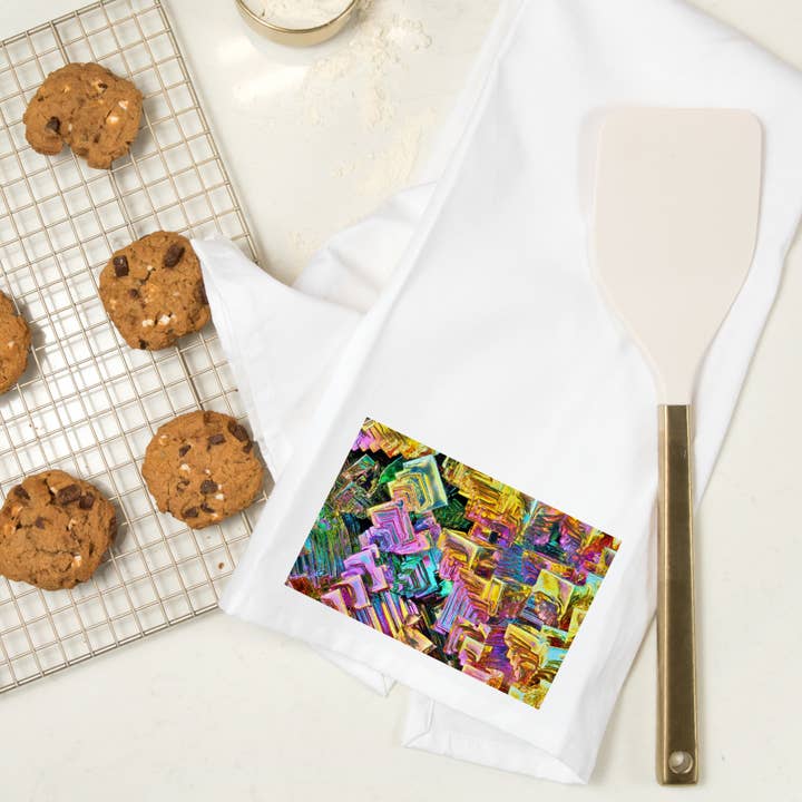 Lantern Press – wholesale Tea towel – ORGANIC TEA TOWEL Amazing Rainbow Bismuth Gemstone Crystals6