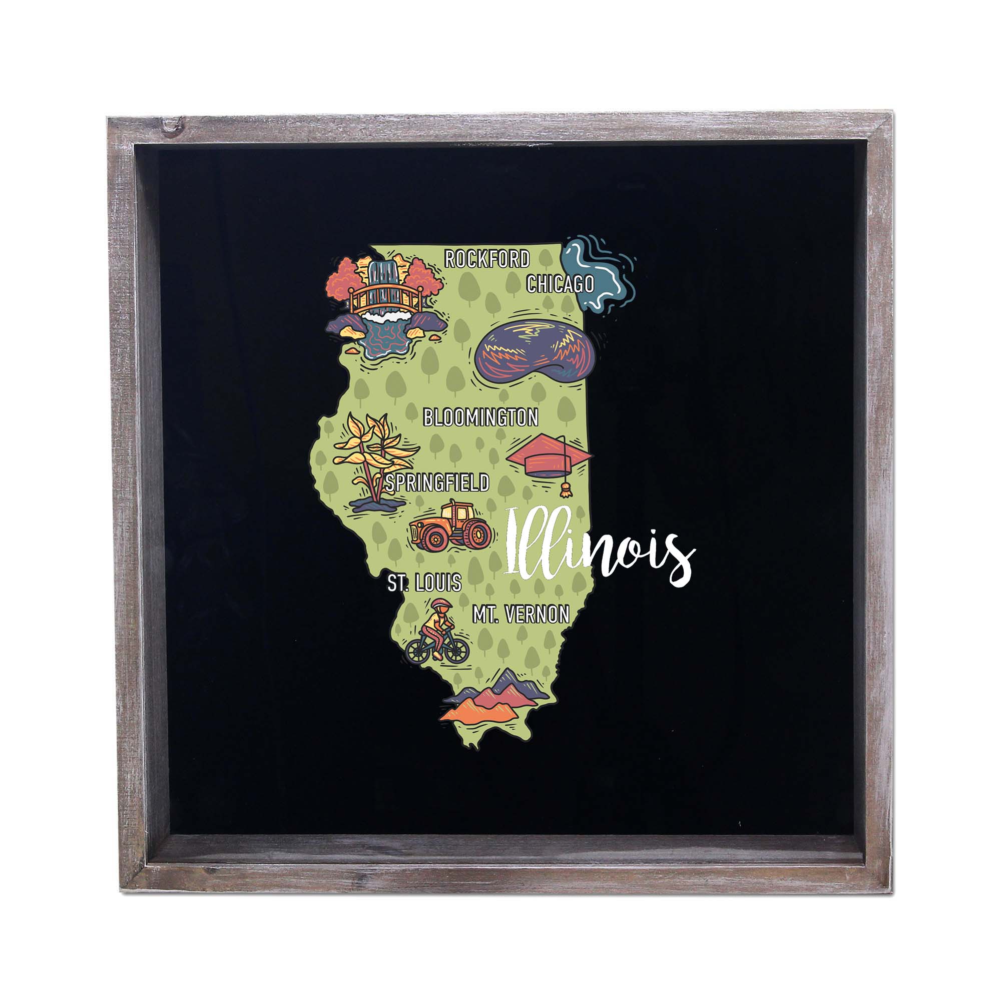 Torched Products - Wholesale Sign - State Map Design Shadow Box - Gray11