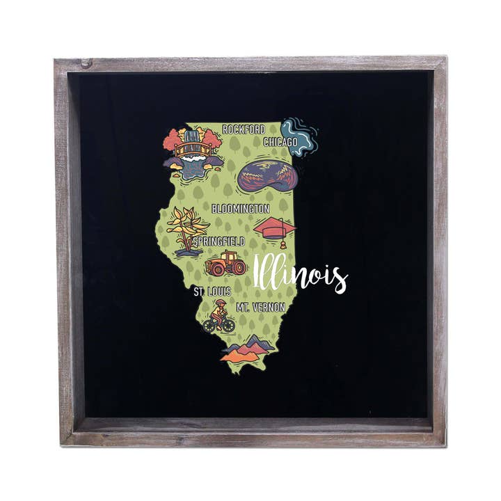 Torched Products - Wholesale Sign - State Map Design Shadow Box - Gray11
