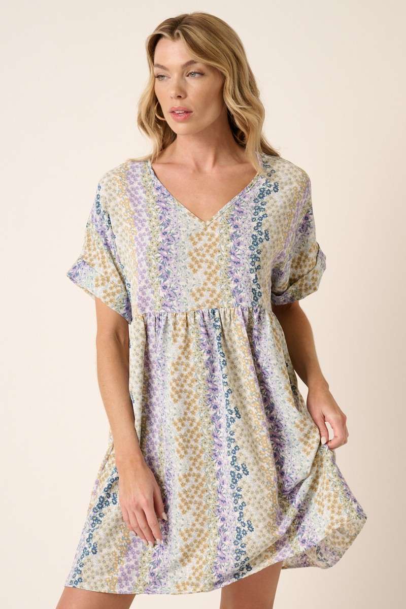 mittoshop - Wholesale Dress - Women's - FLOWER PRINT V NECK BABYDOLL MINI DRESS9