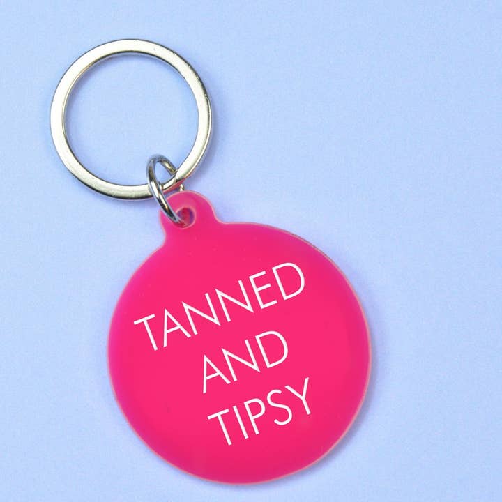 Tanned and Tipsy Keytag for wholesale by Flamingo Candles