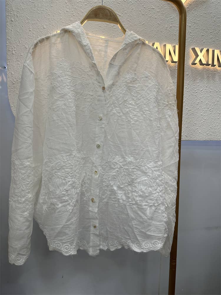 Hope & Sunshine - Wholesale Button Down Shirt - Women's - Embroidered Lace Blouse2