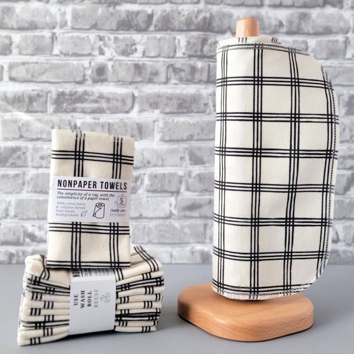 NonPaper Towels - Ivory Black Crossroad for wholesale by Cruelty-Free Stitchery