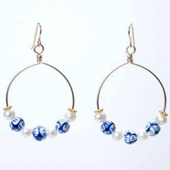 Chinoiserie Cristina Hoop Oorbel voor wholesale door Wendy Perry Designs