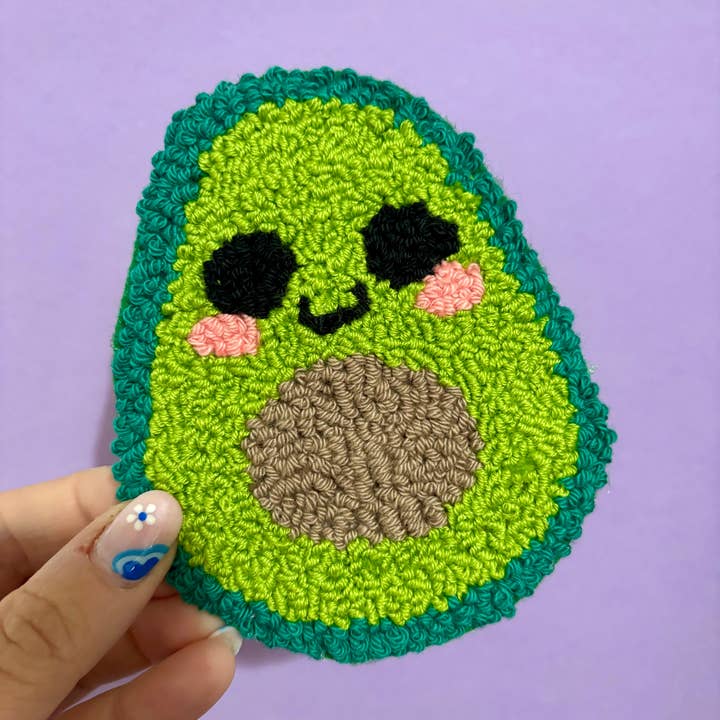 Drankonderzetter met avocado punchnaald, mokkleed, schattig decor, ho voor wholesale door Posy Moon