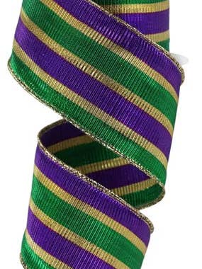 2.5" x 10yd Vertical Stripe-Mardi Gras- RGE1644AP for wholesale by General Wholesale Inc