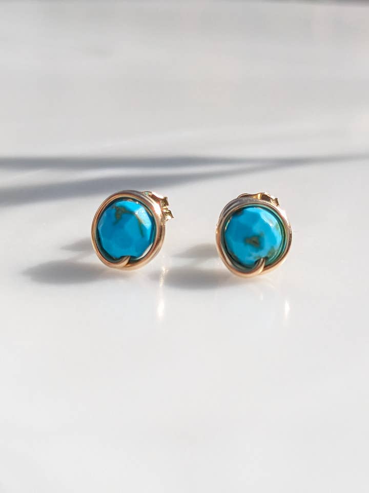 Pendientes de botón de oro y turquesa para venta al por mayor de Freya Adventure Awaits