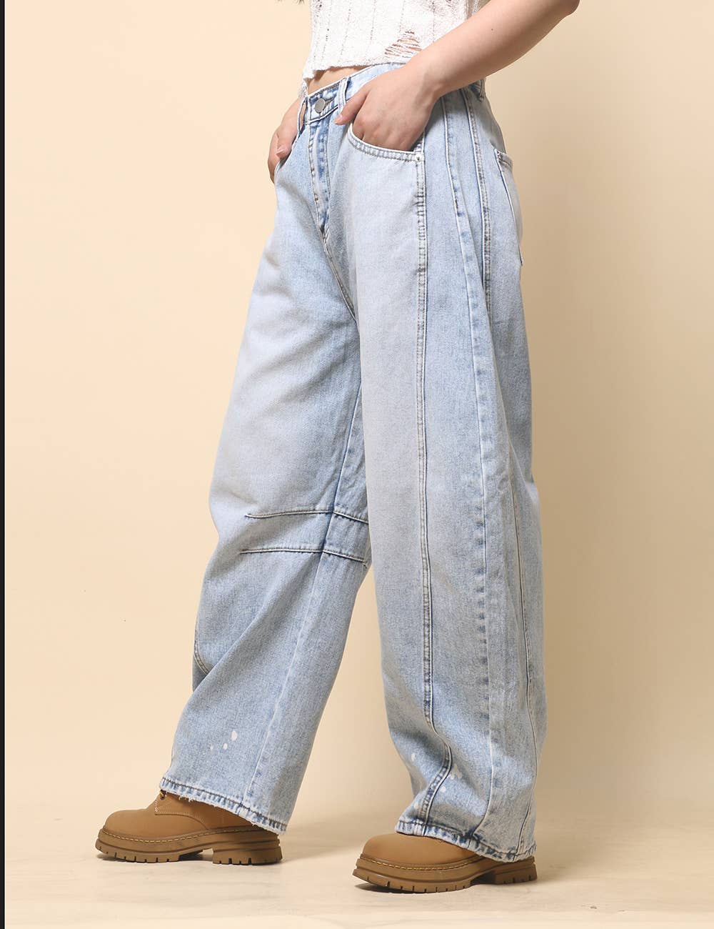 Sweetkama – Engroshandel Jeans - Dame – Damejeans med høj talje og vide ben i tøndeform, Barrel Denim SKP52216