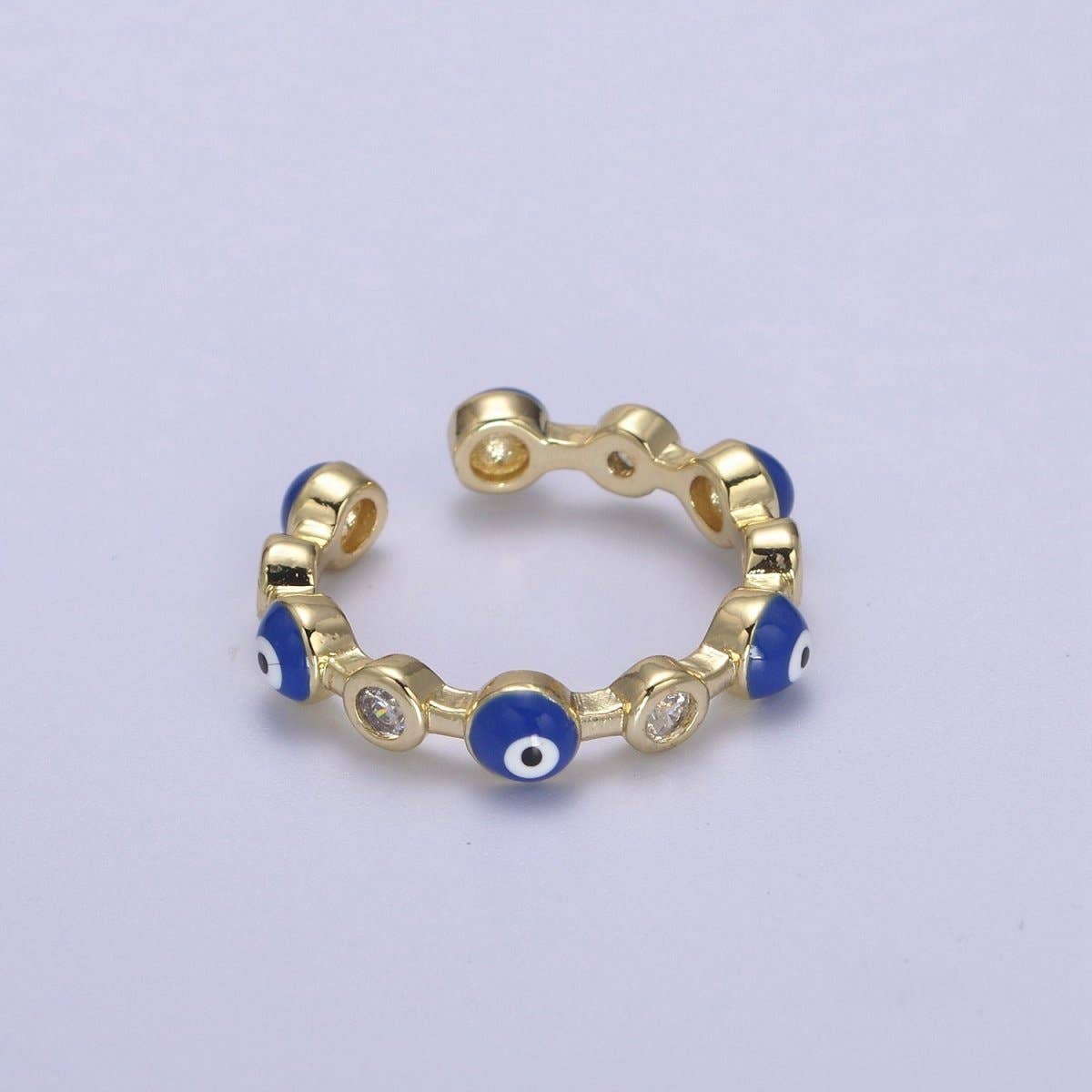 Aim Eternal – Großhandel Mehrsteinige Ringe – Weiß, Türkis, Blau, Schwarz Runder Böser Blick Emaille Klarer CZ Stapelbarer Ring U-073 - U-0762