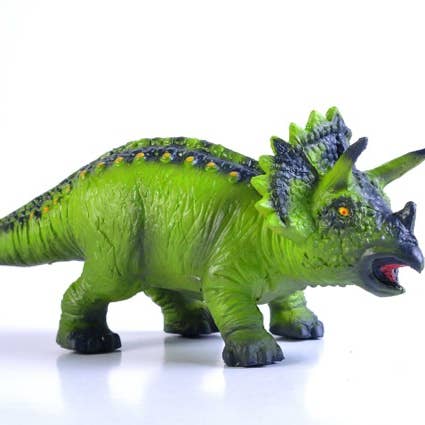 Triceratops Green & Orange S for wholesale by GREEN RUBBER TOY EXPORTS (PVT) LTD