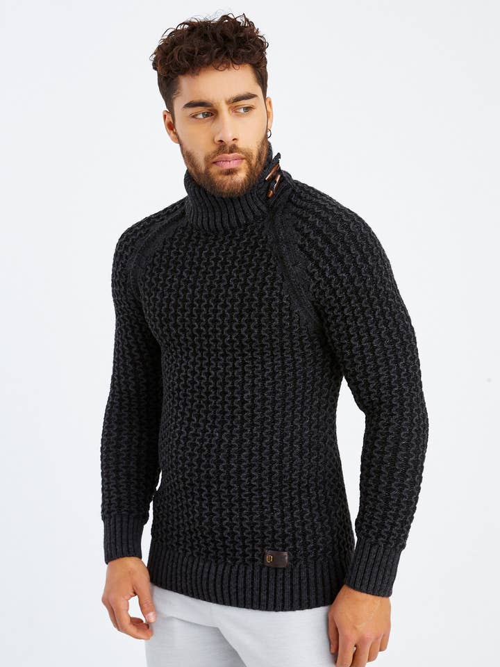 Herrtröja med grovstickad polokrage LN-5295 för wholesale av Leif Nelson GmbH