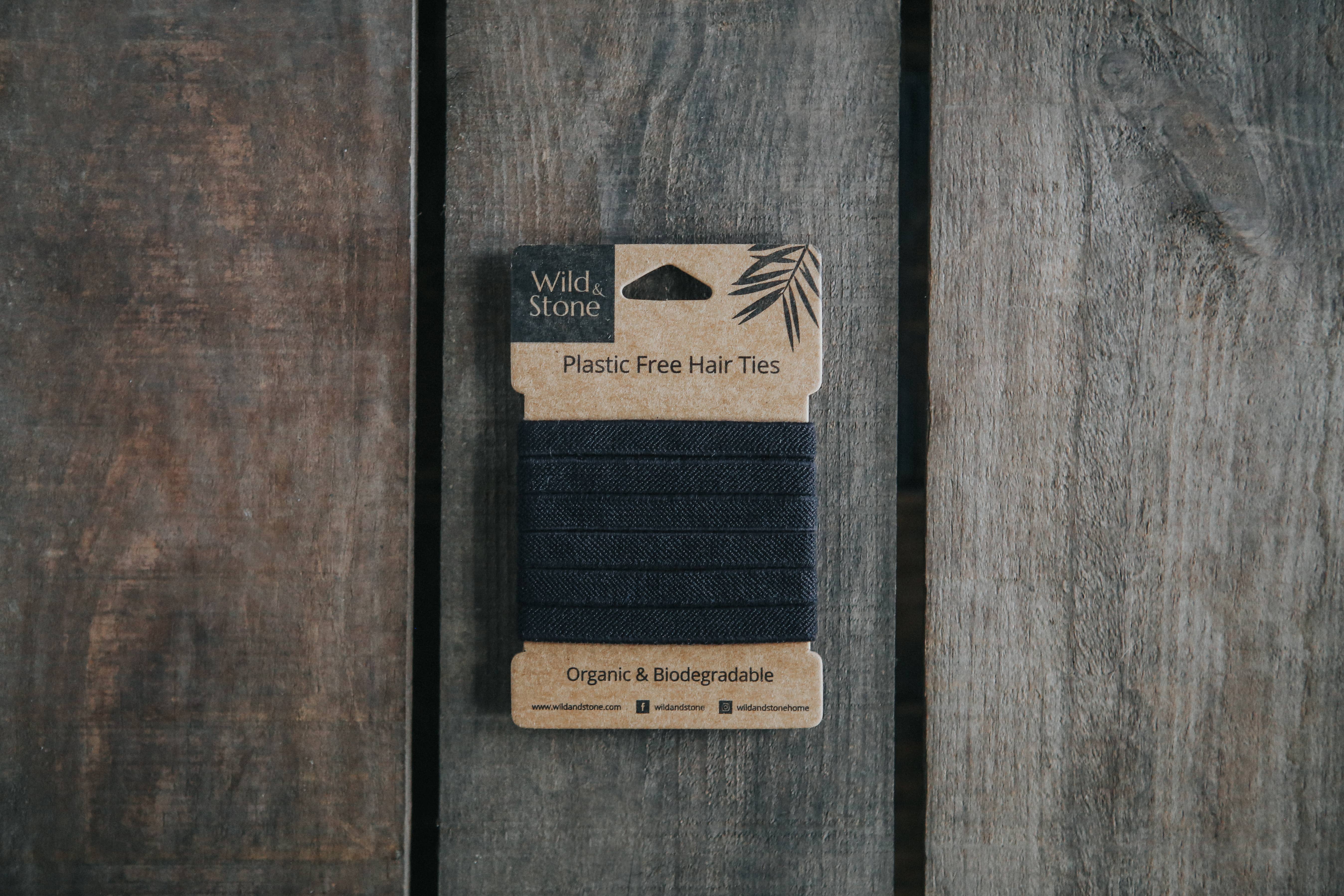 Wild and Stone - Wholesale Hair Tie - Hair Ties - Plastic Free - 6 Pack (Black)3