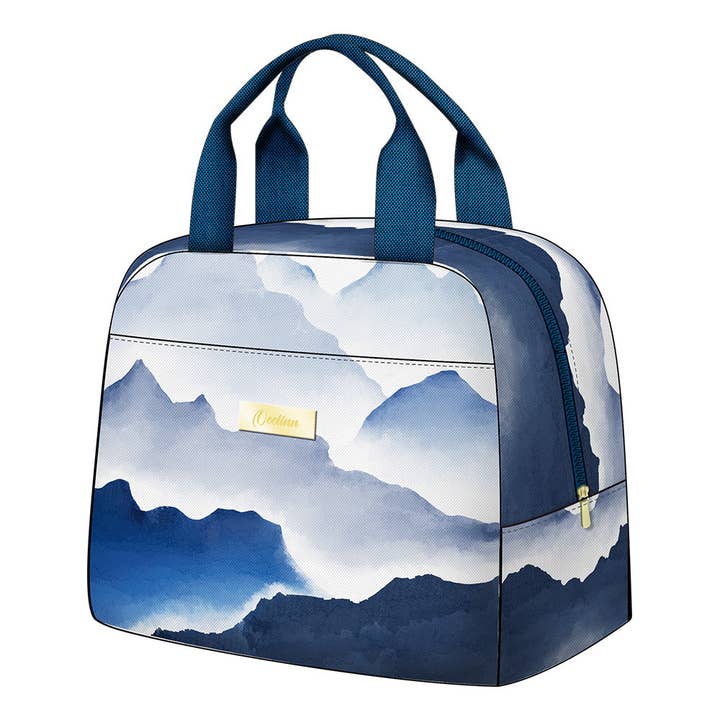 Saco de Almoço com Lavagem de Tinta em Gradiente Azul Essencial de Praia Sereno e Prático por atacado de OEELINN