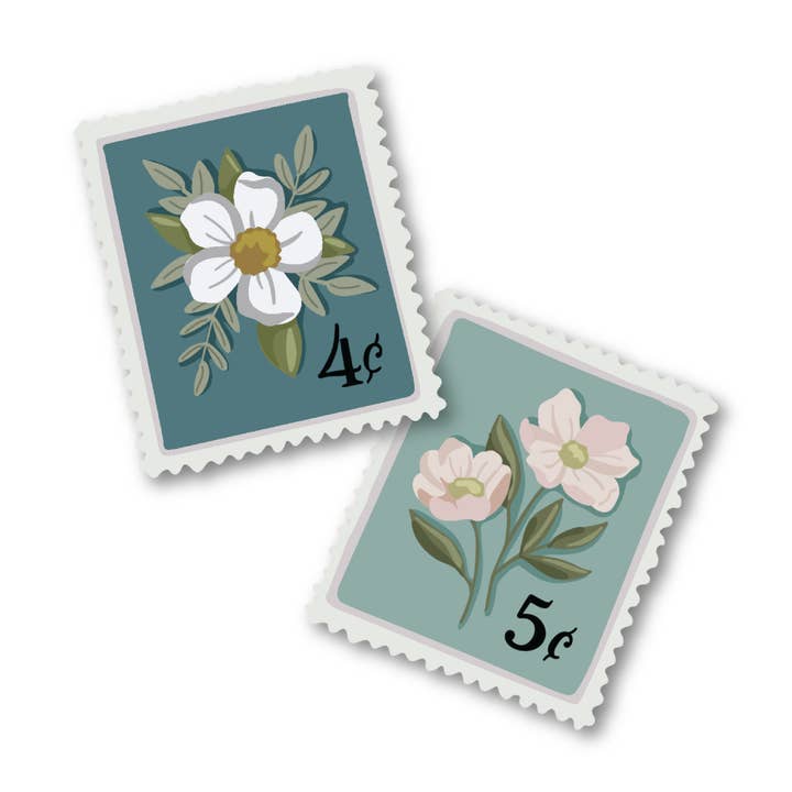 Lot d'autocollants floraux en vinyle dessinés à la main pour la vente par Mads Mueller Design Co