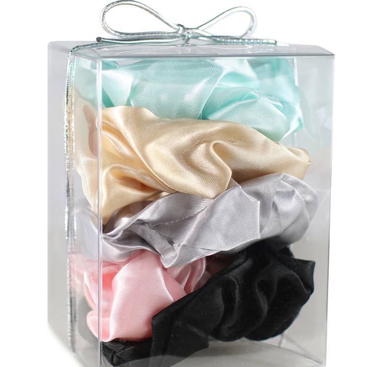 Morning Glamour - Wholesale Scrunchie - Women's - Gift Set 5PK Satin Hair Scrunchies-perfect gift idea