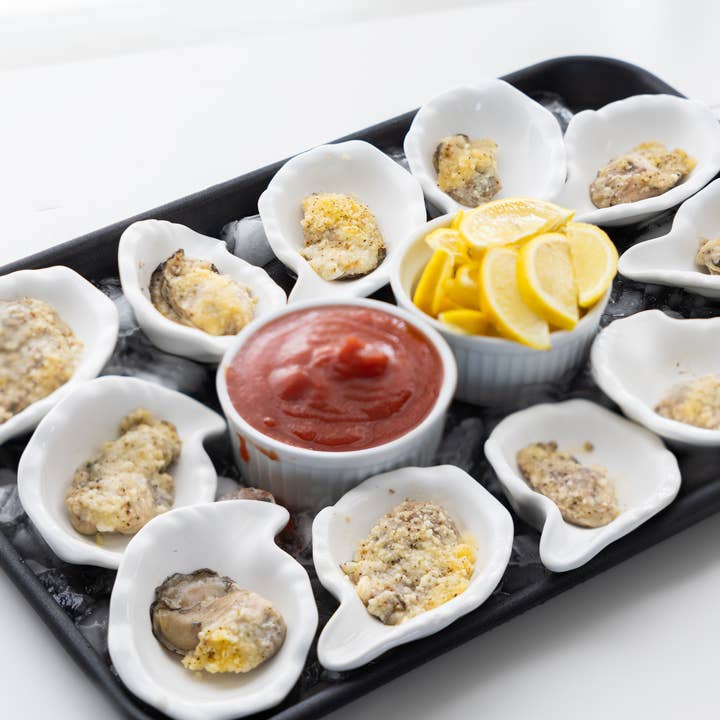 Fox Run Brands - Wholesale Serving Plate - Outset Ceramic Oyster Shells for Grilling,Set 12, 4.25” x 3"2