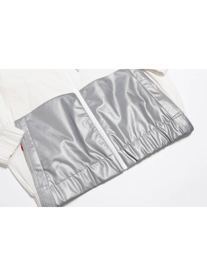 White Happy Pockets Windbreaker Zip-Up Jacket (White) for wholesale on Faire7