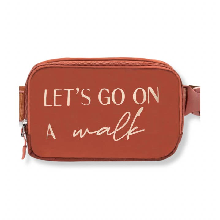 Let’s Go On A Walk Belt Bag – Terracotta Dog Mom Crossbody for wholesale by Luxe Noire