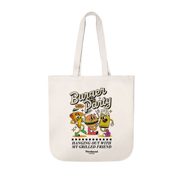 Bolsa de tela orgánica Burger Party Spring para venta al por mayor de Weekend Concept