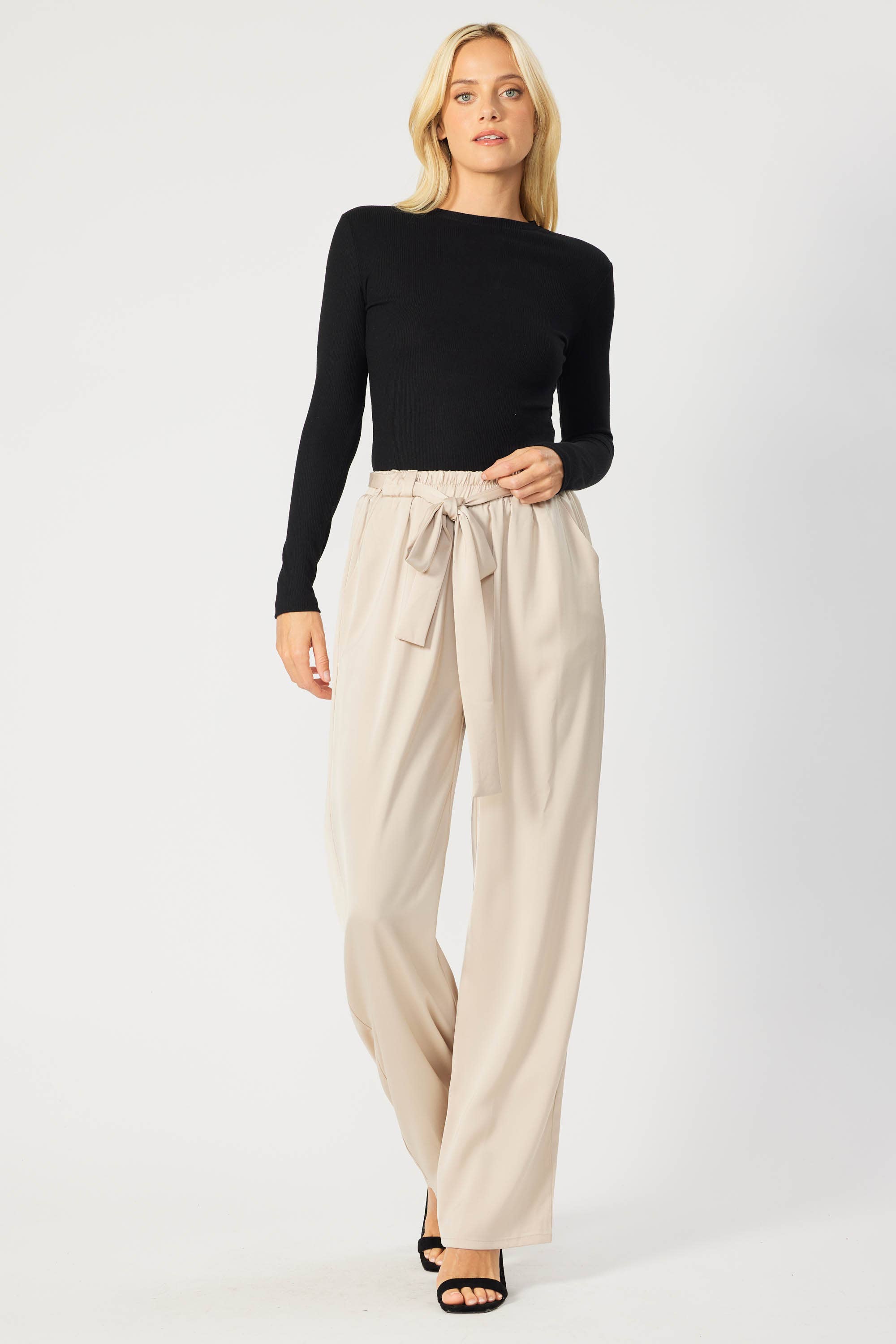 FSL Apparel - Wholesale Pants - Women's - IP7082 - SATIN TROUSER FEATURING BELT AMD ELASTIC WAIST BAND6