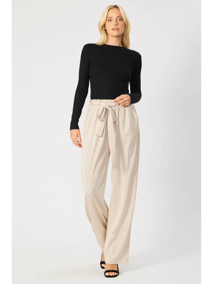 FSL Apparel - Wholesale Pants - Women's - IP7082 - SATIN TROUSER FEATURING BELT AMD ELASTIC WAIST BAND6