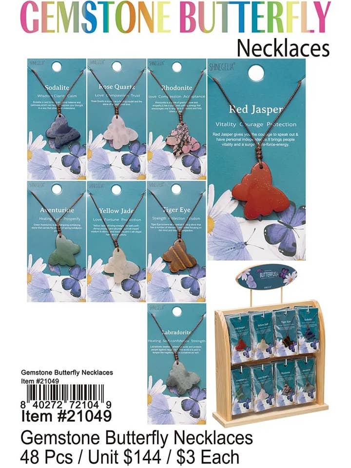 Collares de mariposa con piedras preciosas. para venta al por mayor de Puka Creations