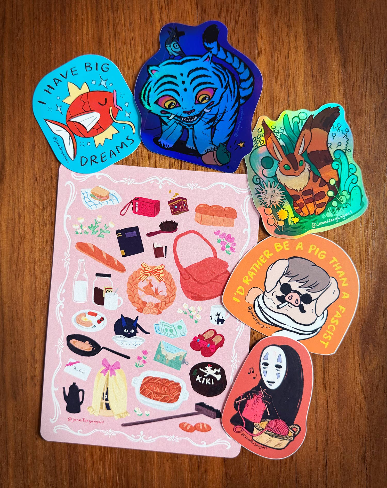 Jennifer Yung Art - Wholesale Sticker - Kpop Demon Derpy Tiger Holographic Sticker Decal3