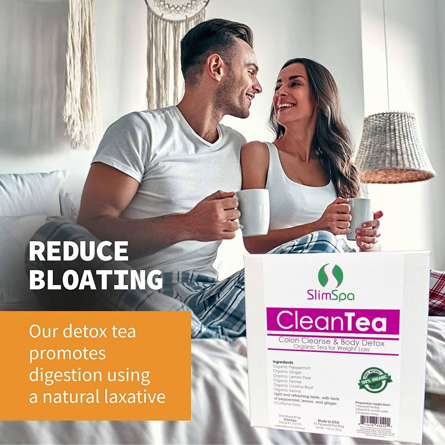 SlimSpa The Body Care Specialists - Wholesale Health/Detox Tea - CleanTea Colon Cleanse & Body Detox Organic Tea for Weight Loss (30 Tea Bags)3