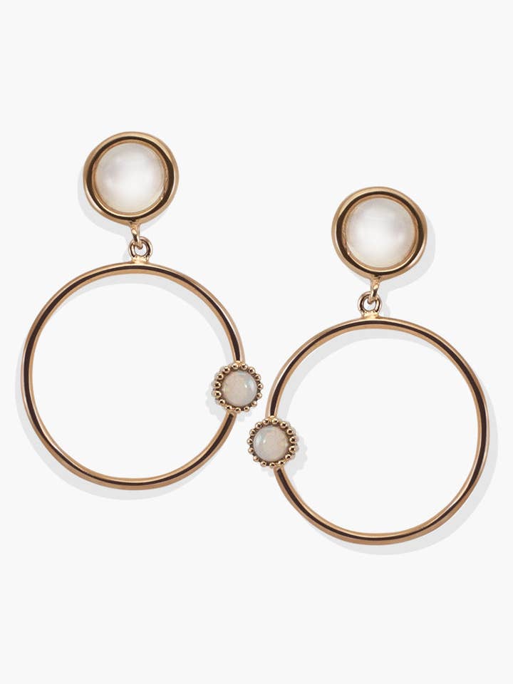 Créoles Satellites Moonstone pour la vente par Vintouch Jewels