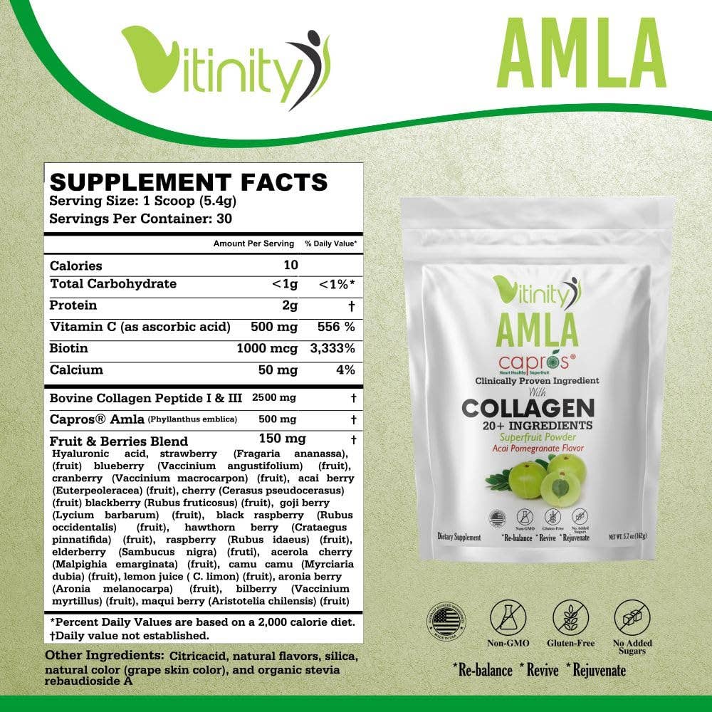 Vitinity - Vente Supplément oral/vitamine - Poudre de Collagène Super Aliment (AMLA)7