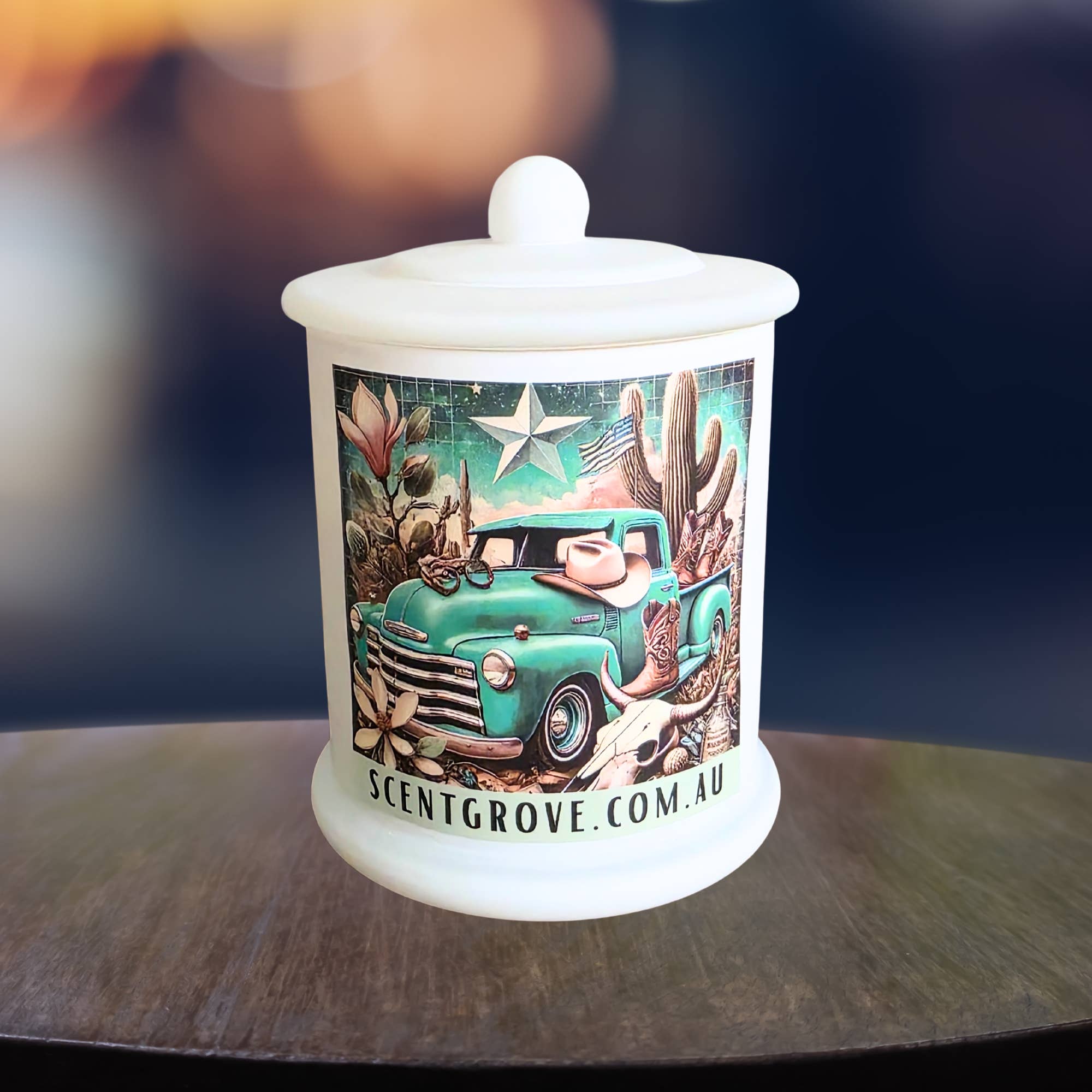 Scent Grove - Wholesale Jar/Filled Candle - Country Western Wood Wick Soy Candle XL matte white jar