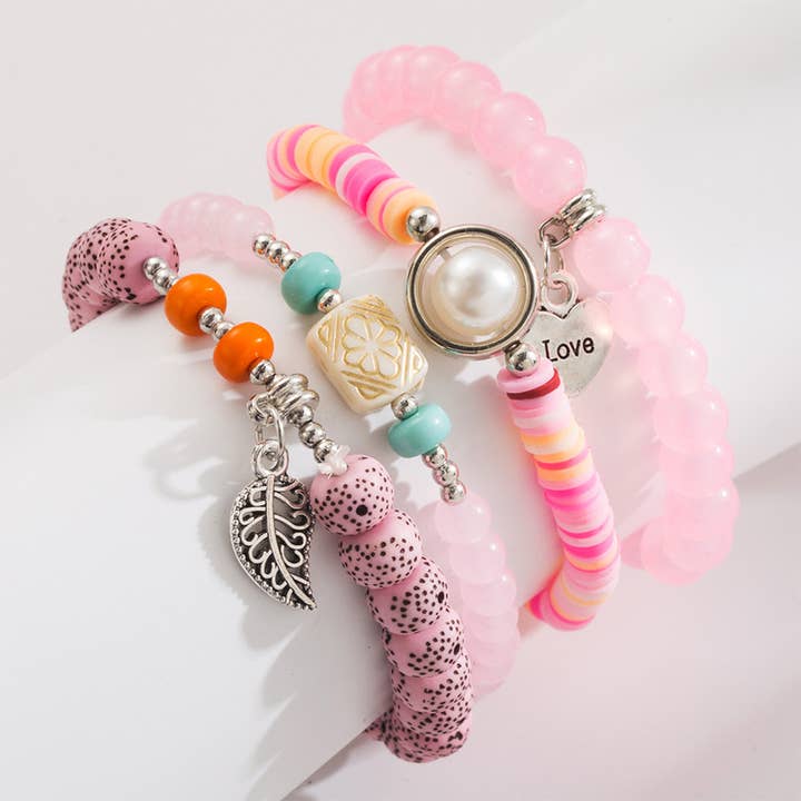 UNISHE – Großhandel Perlenarmband – Böhmisches Perlen-Herzblatt-Anhänger-Perlenarmband HMSP24