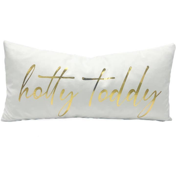 Coussin Hotty Toddy en velours blanc avec feuille d'or pour la vente par Rachel Brooks Design, LLC