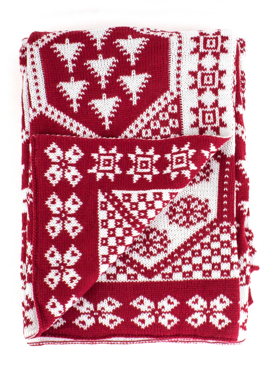 Fennco Styles - Vente Plaids - Couverture de Noël festive tricotée rouge-blanche2